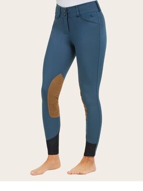 RJ Classics Gulf Women’s Breeches Sz 26L Blue Front Zip Knee Patch mesh calf